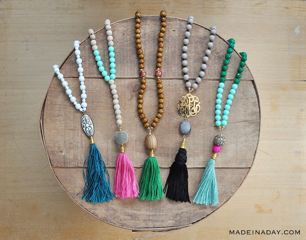 50 Crafts To Make and Sell - Easy DIY Ideas for Cheap Things To Sell on Etsy, Online and for Craft Fairs. Make Money with These Homemade Crafts for Teens, Kids, Christmas, Summer, Mother’s Day Gifts. | DIY Beaded Tassle Necklaces #crafts #diy