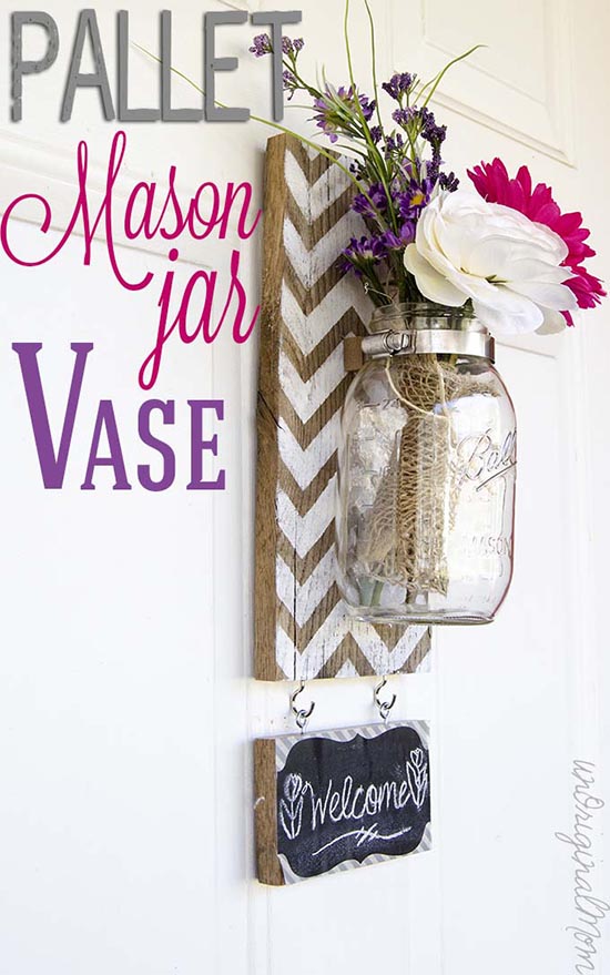 50 Crafts To Make and Sell - Easy DIY Ideas for Cheap Things To Sell on Etsy, Online and for Craft Fairs. Make Money with These Homemade Crafts for Teens, Kids, Christmas, Summer, Mother’s Day Gifts. | Pallet Mason Jar Vase #crafts #diy